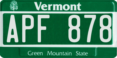 VT license plate APF878
