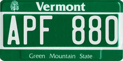 VT license plate APF880