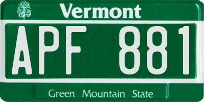 VT license plate APF881