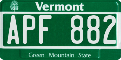 VT license plate APF882