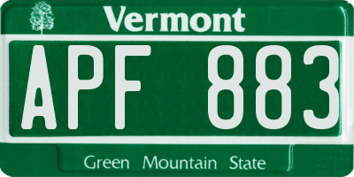 VT license plate APF883