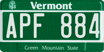 VT license plate APF884