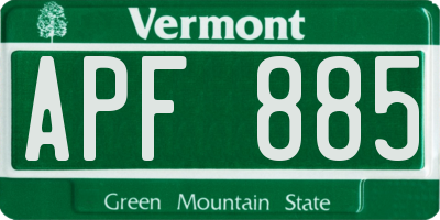 VT license plate APF885