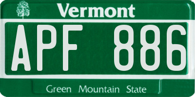 VT license plate APF886