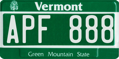 VT license plate APF888