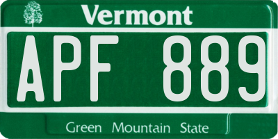 VT license plate APF889