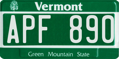 VT license plate APF890