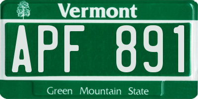 VT license plate APF891
