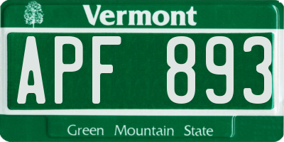 VT license plate APF893