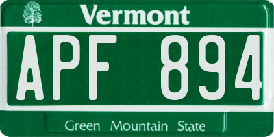 VT license plate APF894