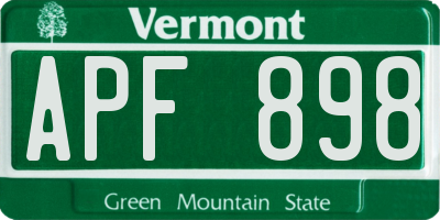 VT license plate APF898