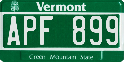 VT license plate APF899