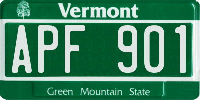 VT license plate APF901