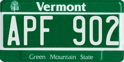 VT license plate APF902