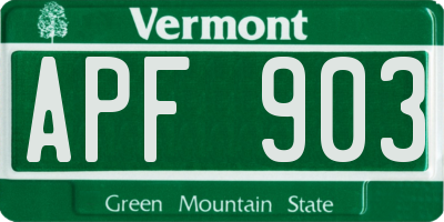 VT license plate APF903