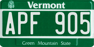 VT license plate APF905