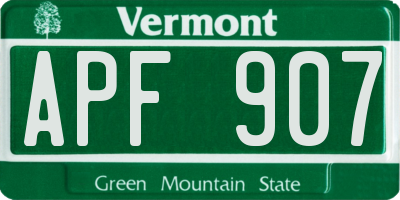 VT license plate APF907