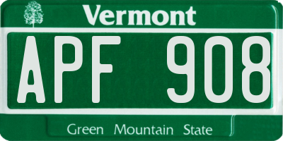 VT license plate APF908
