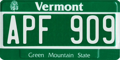 VT license plate APF909