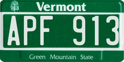 VT license plate APF913