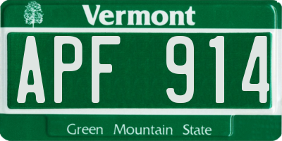 VT license plate APF914