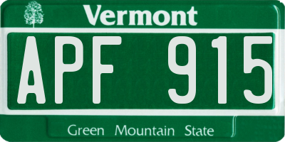 VT license plate APF915