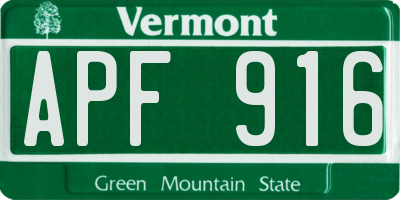 VT license plate APF916