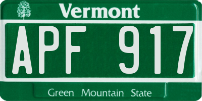 VT license plate APF917