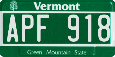 VT license plate APF918