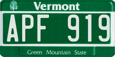 VT license plate APF919