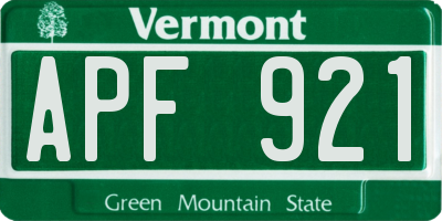 VT license plate APF921