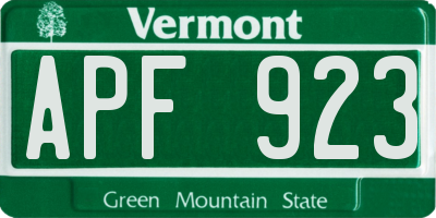 VT license plate APF923