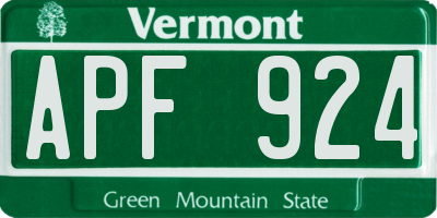 VT license plate APF924