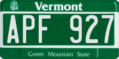 VT license plate APF927