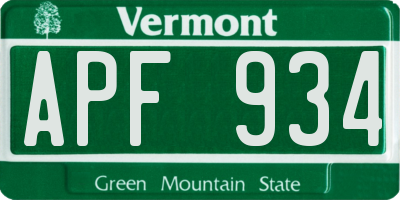 VT license plate APF934