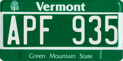 VT license plate APF935
