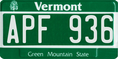 VT license plate APF936