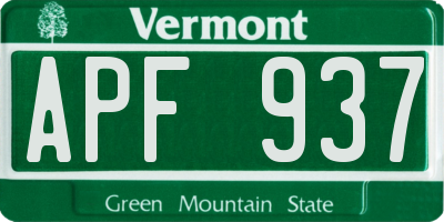 VT license plate APF937