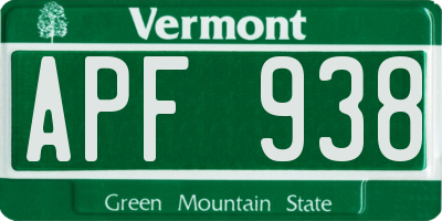 VT license plate APF938