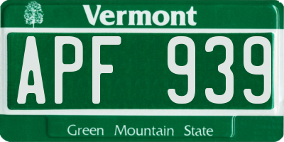VT license plate APF939