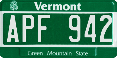 VT license plate APF942