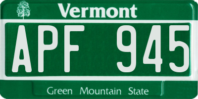 VT license plate APF945