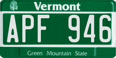 VT license plate APF946