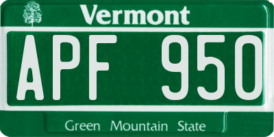 VT license plate APF950