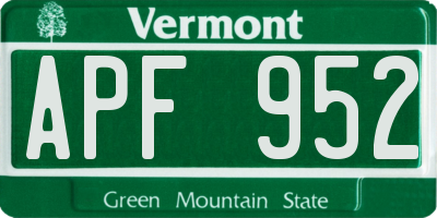 VT license plate APF952