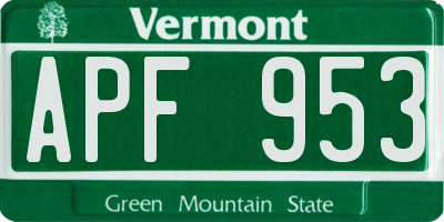 VT license plate APF953