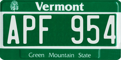 VT license plate APF954