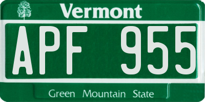 VT license plate APF955