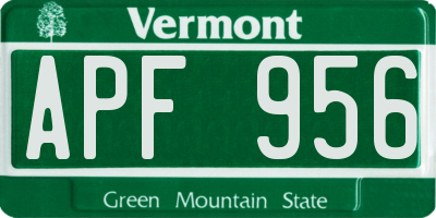 VT license plate APF956