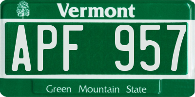 VT license plate APF957
